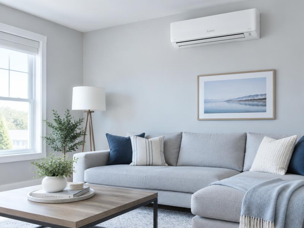 Mini-split AC installation in a living room